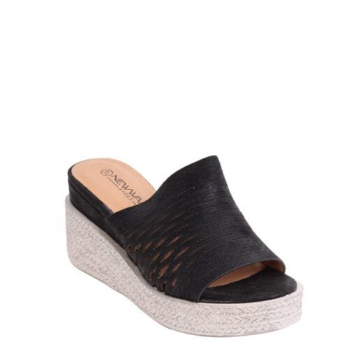 Sandalia New Walk Troquelada Negra