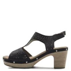 Sandalia New Walk Troquelada Taco Negra