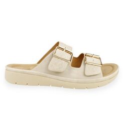 Sandalia New Walk Confort Slip On Beige