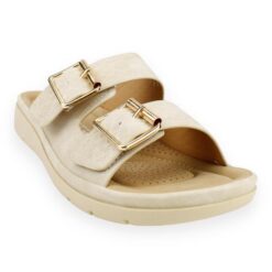 Sandalia New Walk Confort Slip On Beige