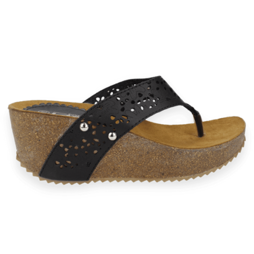 Sandalia New Walk Troquelada Slip On Negra