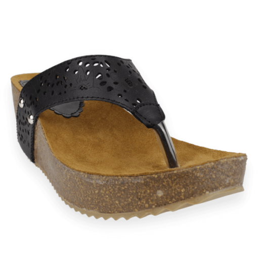 Sandalia New Walk Troquelada Slip On Negra