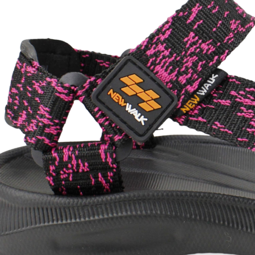 Sandalia New Walk Velcro Rayas Fucsia
