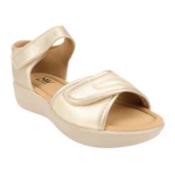 Sandalia New Walk Texturas Velcro Dorada