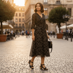 Alternative view of Sandalia Tira en T Negra