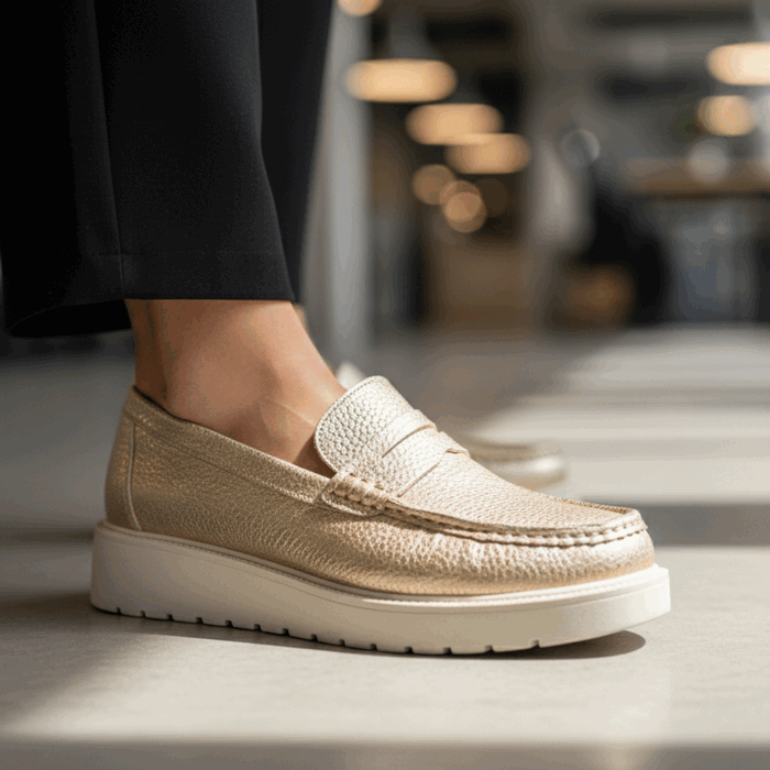 Mocasín Plataforma Confort Dorado - Imagen 2