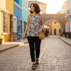 Alternative view of Sandalia Doble Broche Negra