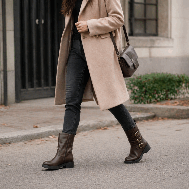 Bota Biker Corta Café - Imagen 2
